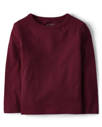 Baby And Toddler Boys Uniform Long Sleeve Basic Layering Tee | The Children's Place  - REDWOOD | The Children's Place