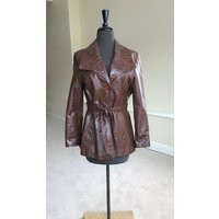 Vintage Modern Brown Leather Belted Jacket Short | Etsy (US)