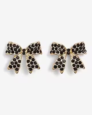 Rhinestone Embellished Bow Stud Earrings | Express