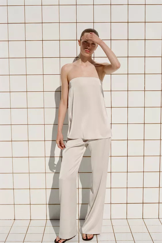 STRAPLESS SATIN EFFECT TOP | Zara US