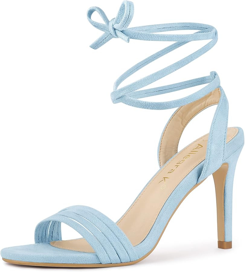 Allegra K Women's Lace Up Strappy Heels Stiletto High Heels Sandals | Amazon (US)