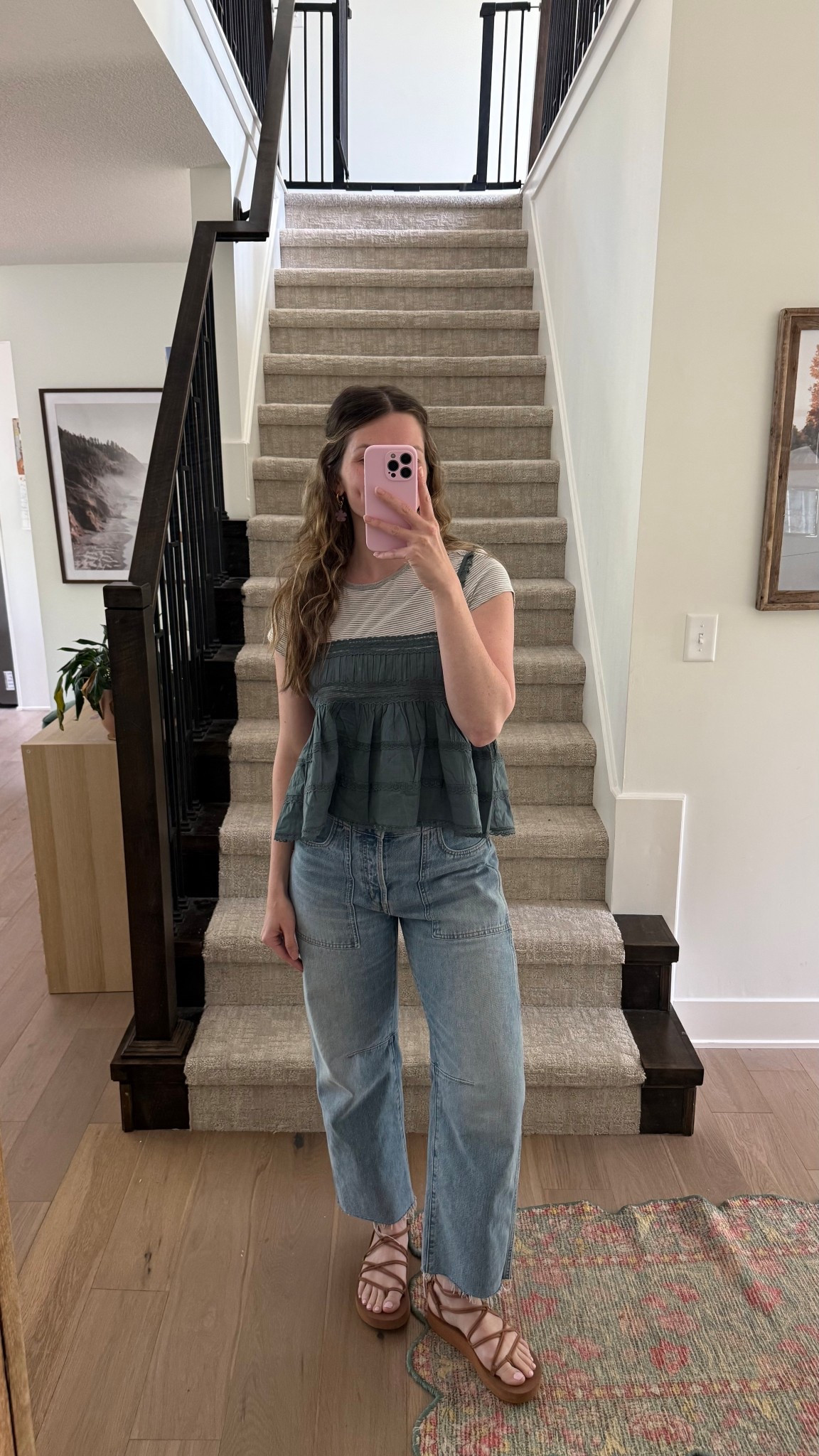 wearing a medium in tank (sized up), love layering it over a tee! jeans  run a little big could size down! 

Spring outfit 

#LTKootd