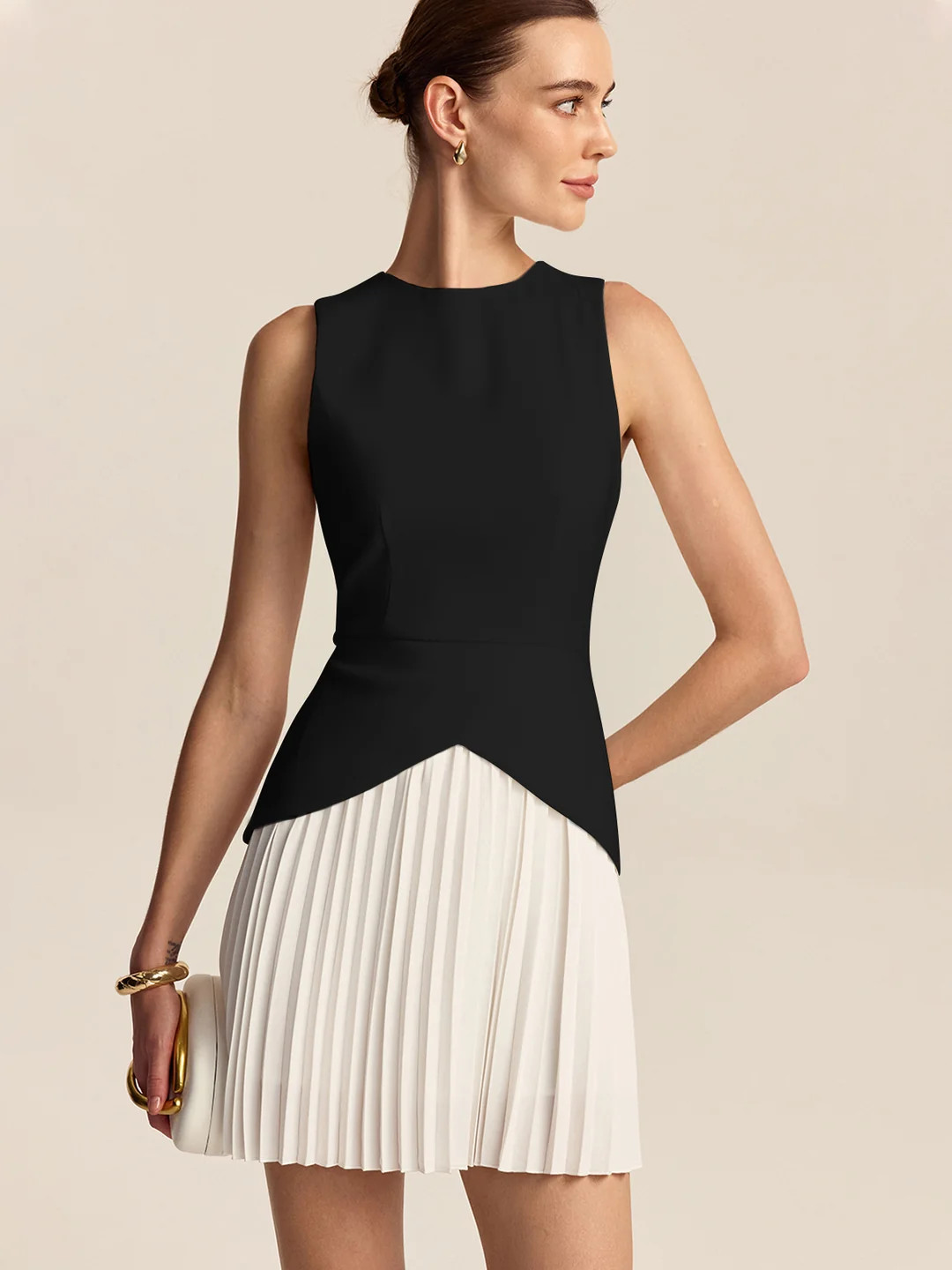 Pleated Hem Mini Dress | Commense