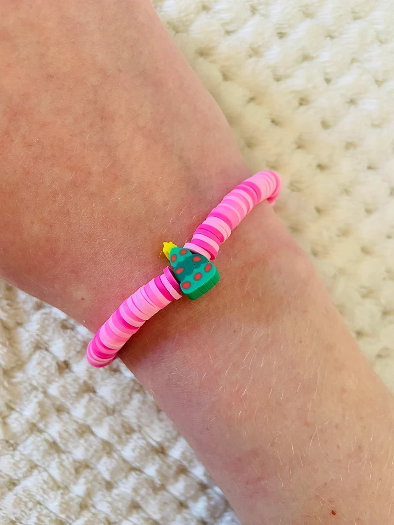 Pink Christmas Tree Bracelet - Etsy | Etsy (US)