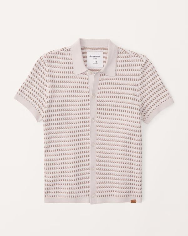 pattern button-through sweater polo | Abercrombie & Fitch (US)