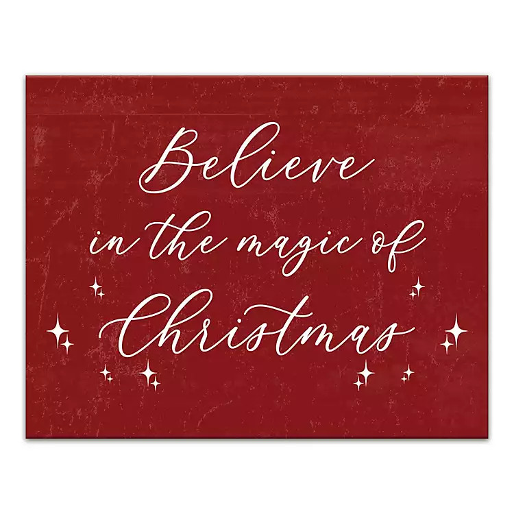 Red Believe Magic of Christmas Canvas Wall Plaque | Kirkland's Home