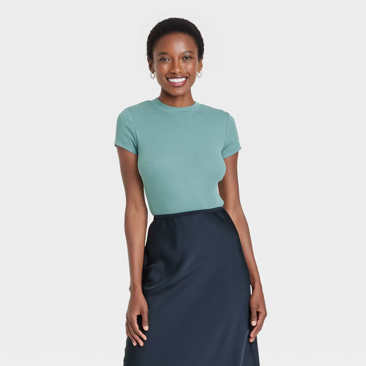 Women's Slim Fit Short Sleeve Ribbed T-Shirt - A New Day™ | Target