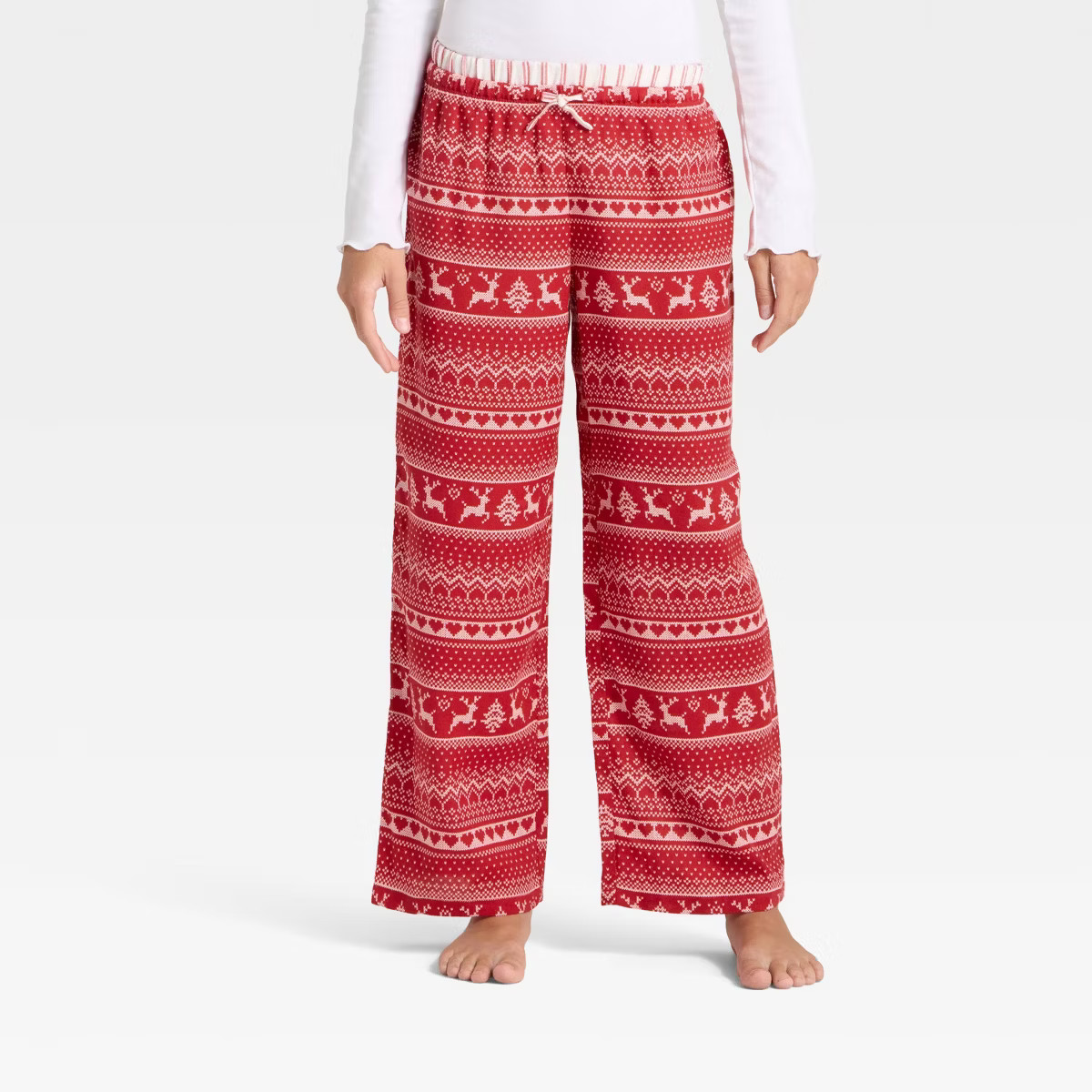 Girls' Holiday Double Waistband Pajama Pants - art class™ Red | Target