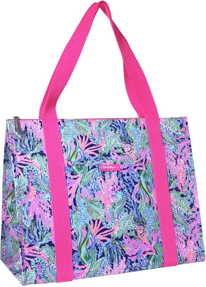 Lilly Pulitzer Insulated Market Shopper Bag Large Capacity, Oversize Reusable Grocery Tote with T... | Amazon (US)