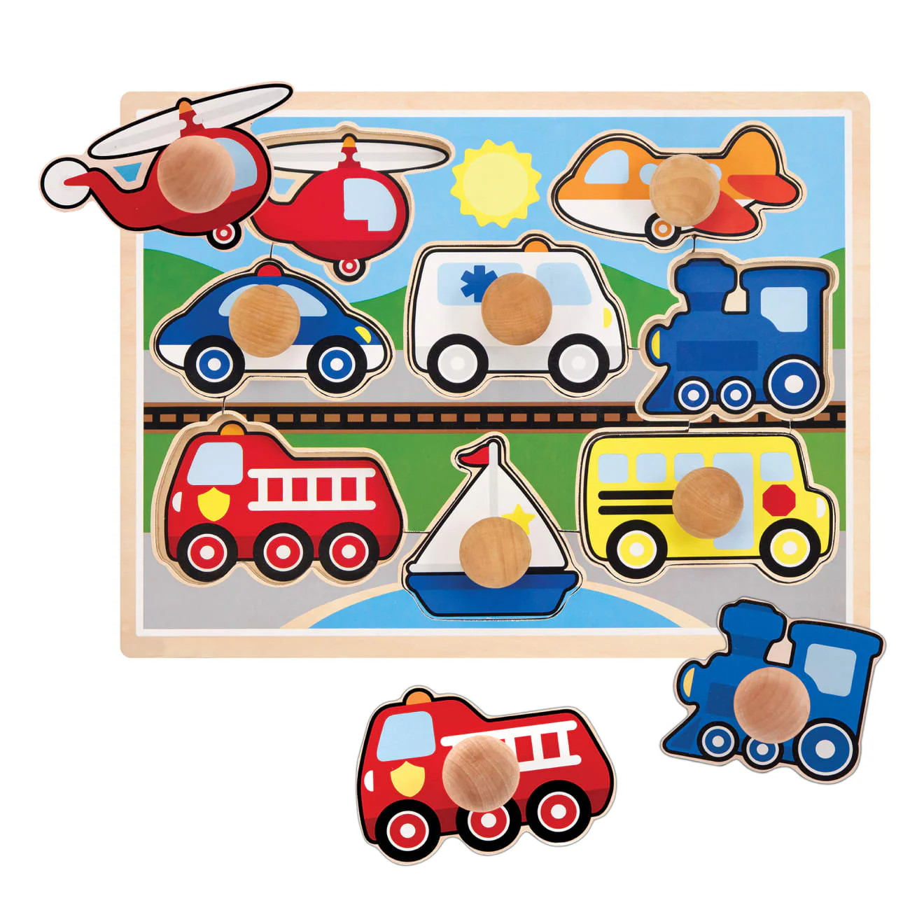 Vehicles Jumbo Knob Puzzle - 8 pieces | Melissa and Doug