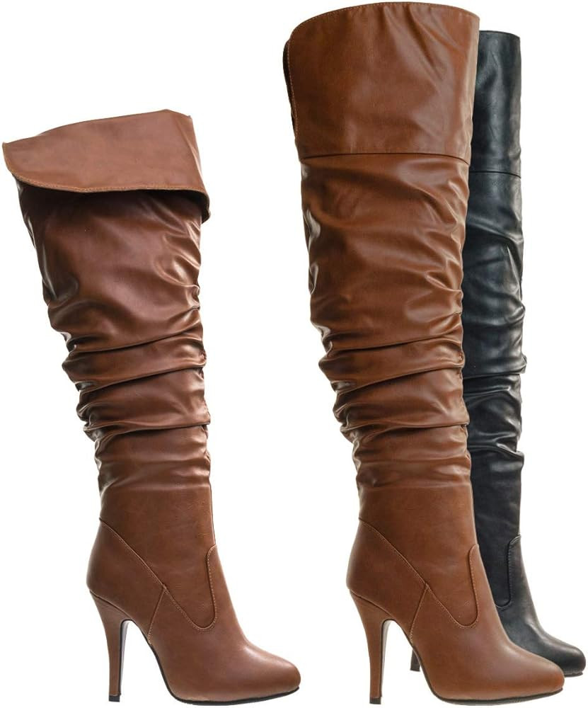 Forever Link Womens Focus-33 Vegan Leather Over The Knee Fashion Boots | Amazon (US)