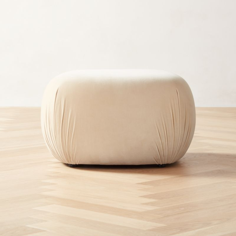 Gideon Modern White Velvet Ottoman | CB2 | CB2