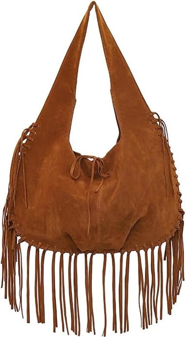Women Vintage Suede Fringe Hobo Bag Tote Shoulder Bag Crossbody Bag and Hippie Western Cowgirl Pu... | Amazon (US)