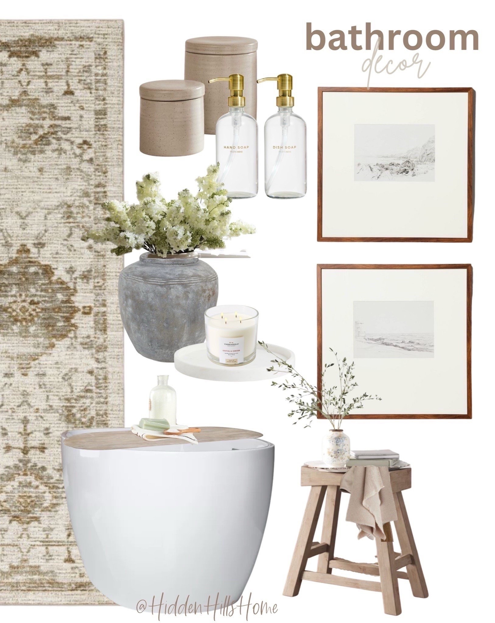 Bathroom decor, bathroom artwork, bathroom runner, bathtub, home decor, bathroom mood board #bathroom

#LTKHome #LTKSaleAlert