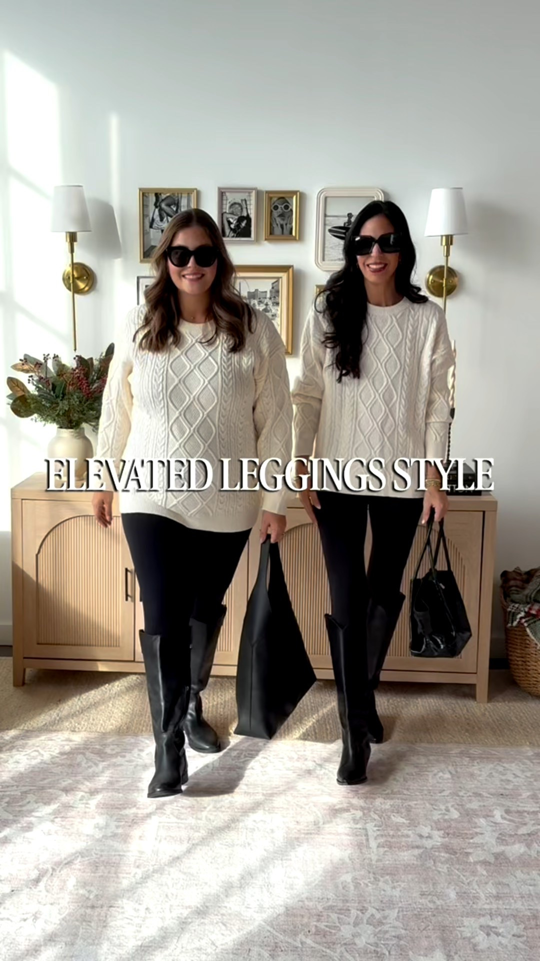 Winter outfit inspo - I’m wearing size XL in sweater & maternity leggings. @mybalancedstyle is wearing size S in sweater & non-maternity leggings. 

#LTKMidsize #LTKootd #LTKSeasonal