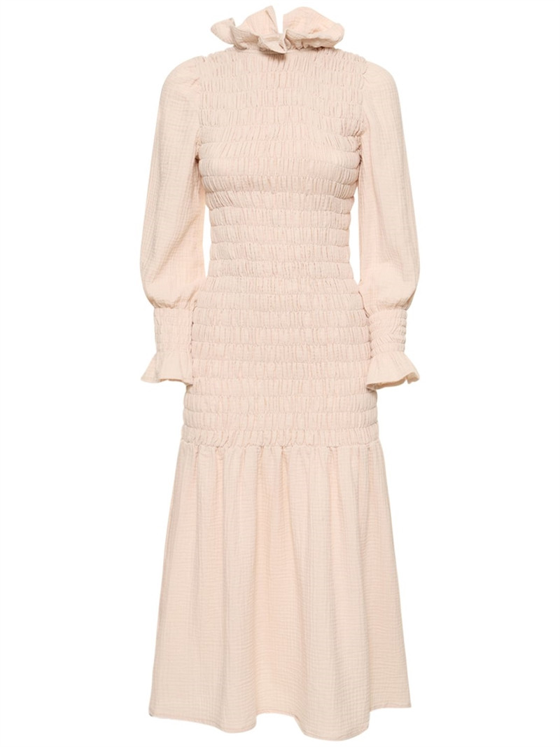 Aleria smocked midi dress - Maria de la Orden - Women | Luisaviaroma | Luisaviaroma