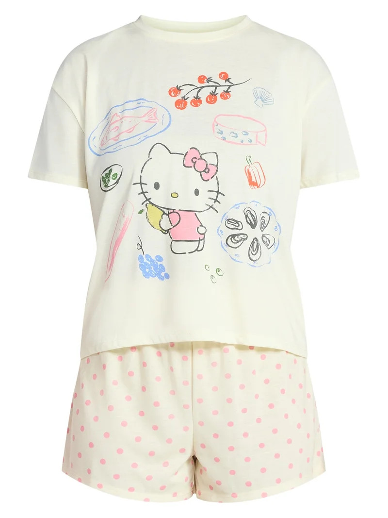 Hello Kitty Women's and Women's Plus Sleep Tee and Shorts Pajama Set from Grayson Social, 2-Piece... | Walmart (US)