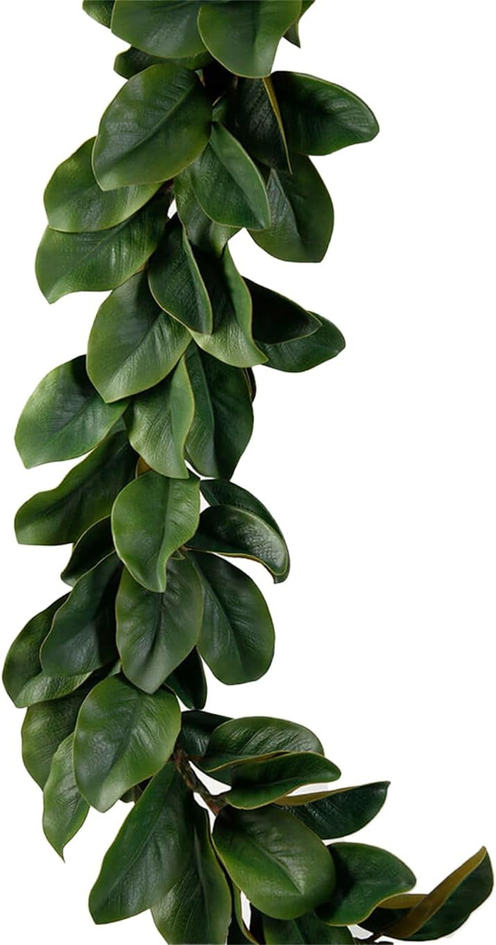 Serene Spaces Living Green Artificial Magnolia Leaf Garland, Ideal to Hang at Wedding, Store Display, Window Sill, Fall Decor, Perfect Holiday Décor, 72" Long | Amazon (US)