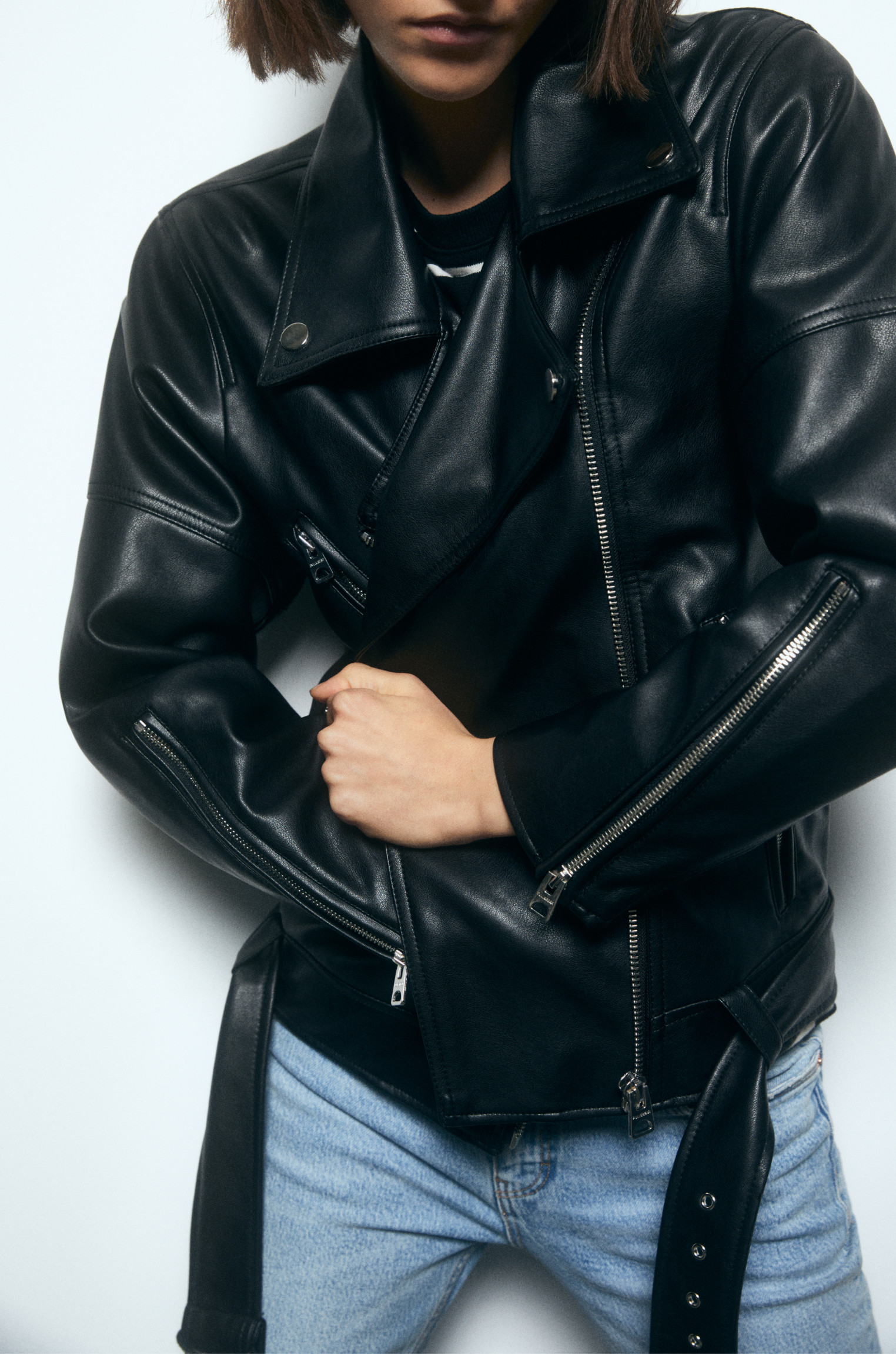 Oversize faux leather biker jacket | PULL and BEAR UK