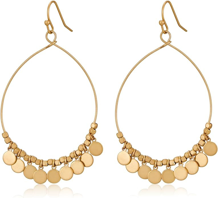 LILIE&WHITE Worn Gold Earrings For Women In Round Disc Matte Gold And Silver Earrings Two Tone Da... | Amazon (US)