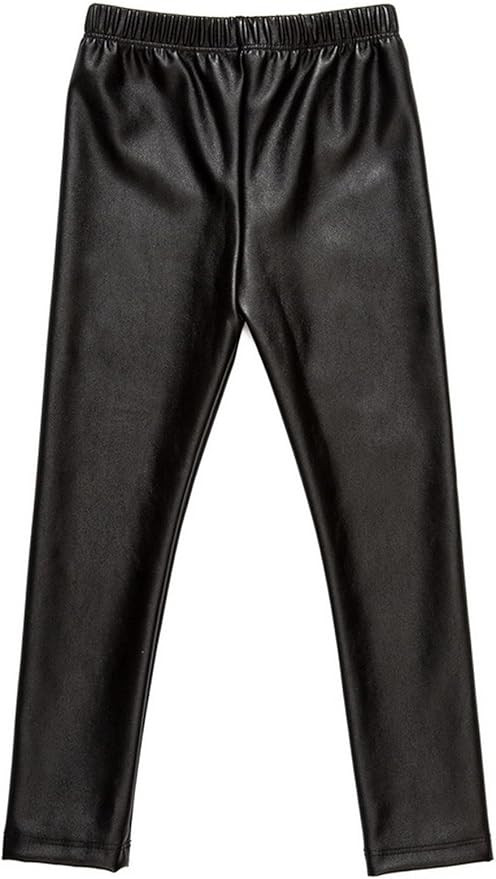 Amazon.com: Messy Code Baby Girls Pants Faux Leather Leggings for Toddlers Trousers Black Kids Cl... | Amazon (US)