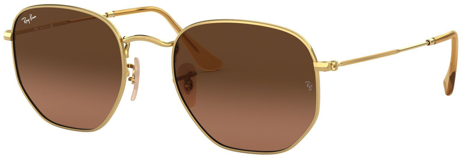 Ray-Ban Hexagonal Metal Sunglasses, Men's, Gold/Brown | Golf Galaxy