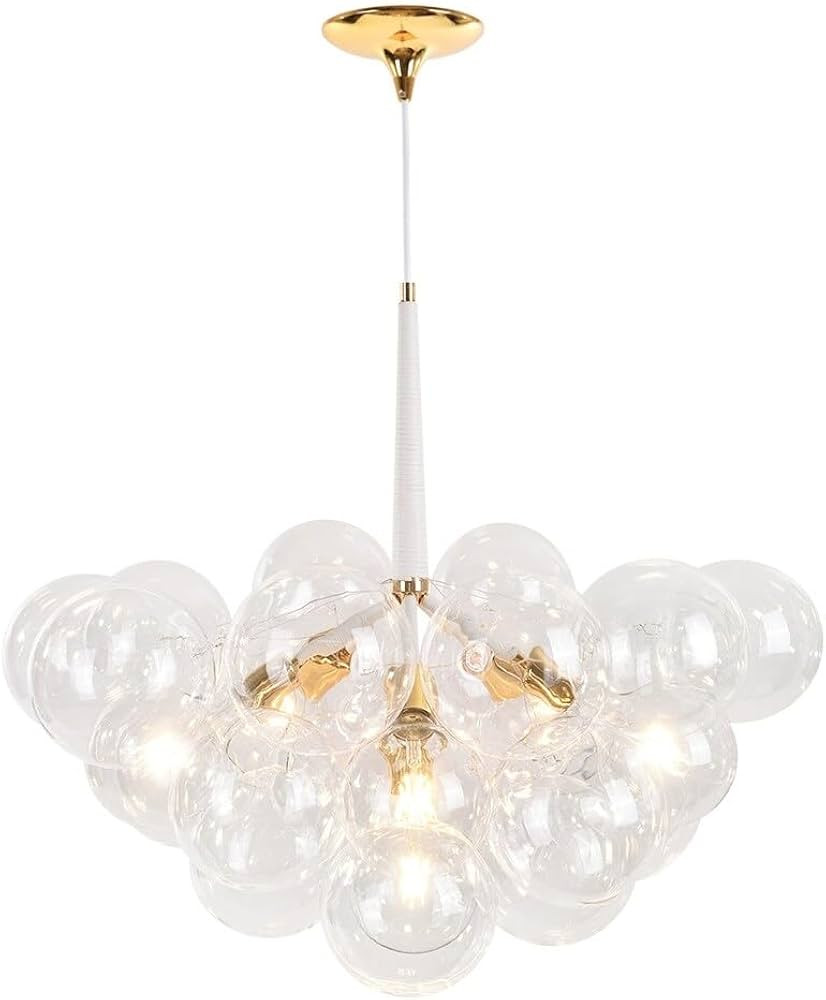 4-Light Bubble Glass Chandelier in Black/White White | Amazon (US)
