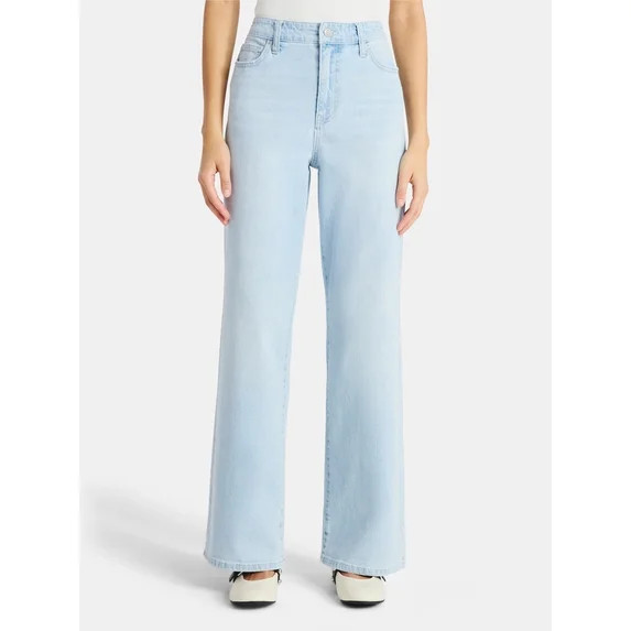 No Boundaries High Rise Baggy Wide Leg Jeans, 32" Inseam, Women's and Women's Plus Sizes XXS-4X | Walmart (US)