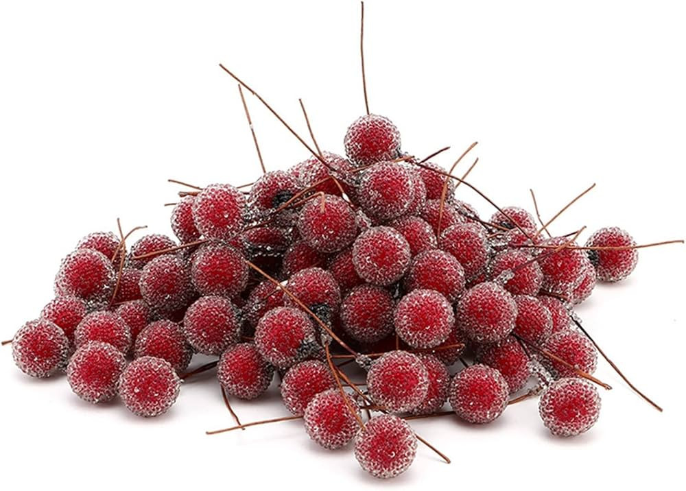 Algado 100Pcs Frosted Berry Picks for Christmas Tree, Artificial Frosted Holly Berries, Frosted H... | Amazon (US)