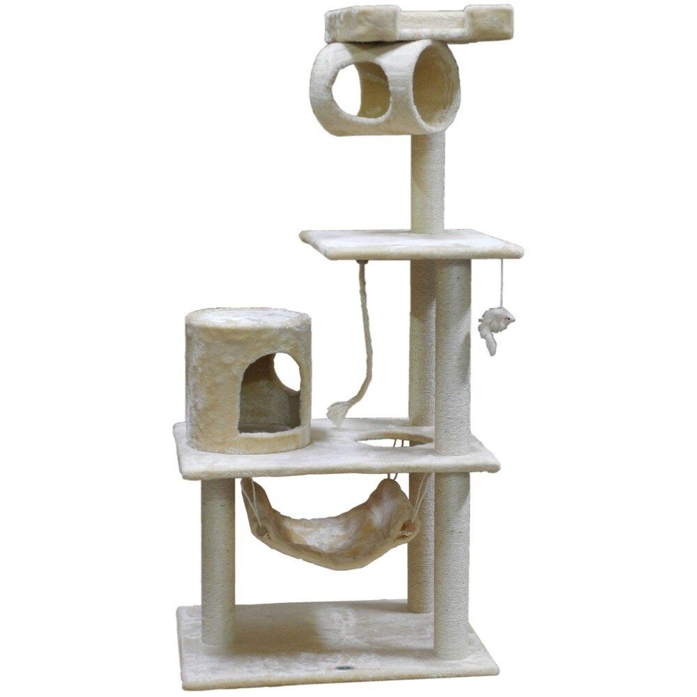 Go Pet Club Cat Tree Condo Scratcher 62-inch Furniture (Overall Size : 36"W x 20"L x 62"H, Beige) | Bed Bath & Beyond