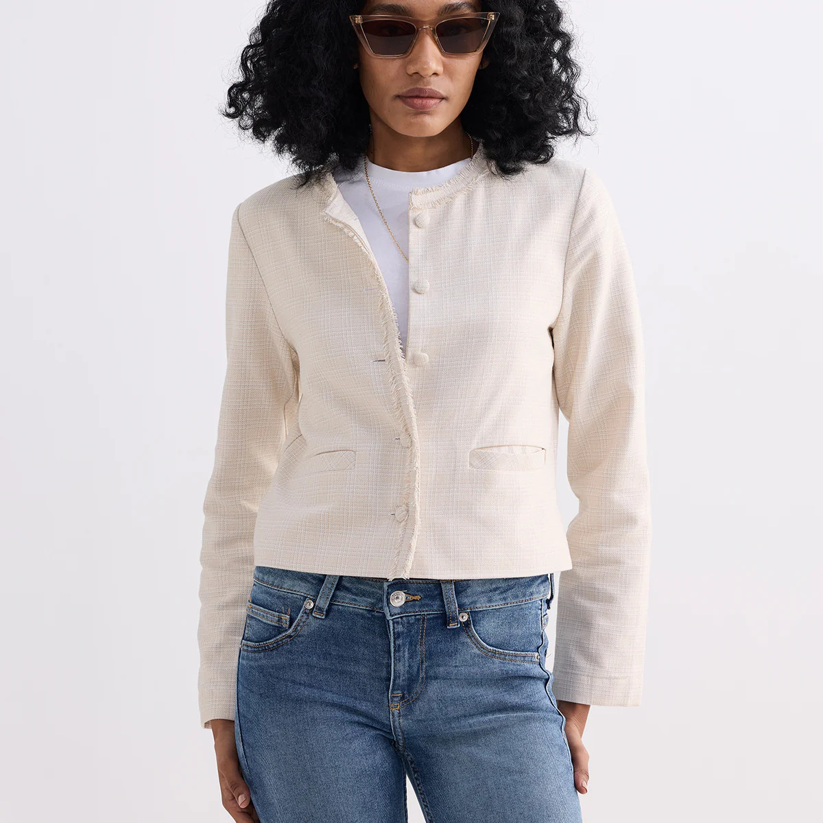 Lady Jacket in Cream Cotton Tweed | Reistor