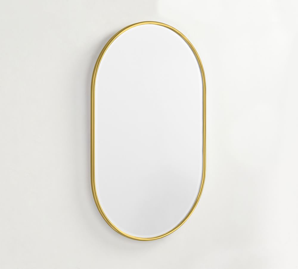 Matte Black Vintage Pill Shape Mirror, 24x38&amp;quot; with French Cleat Mount | Pottery Barn (US)