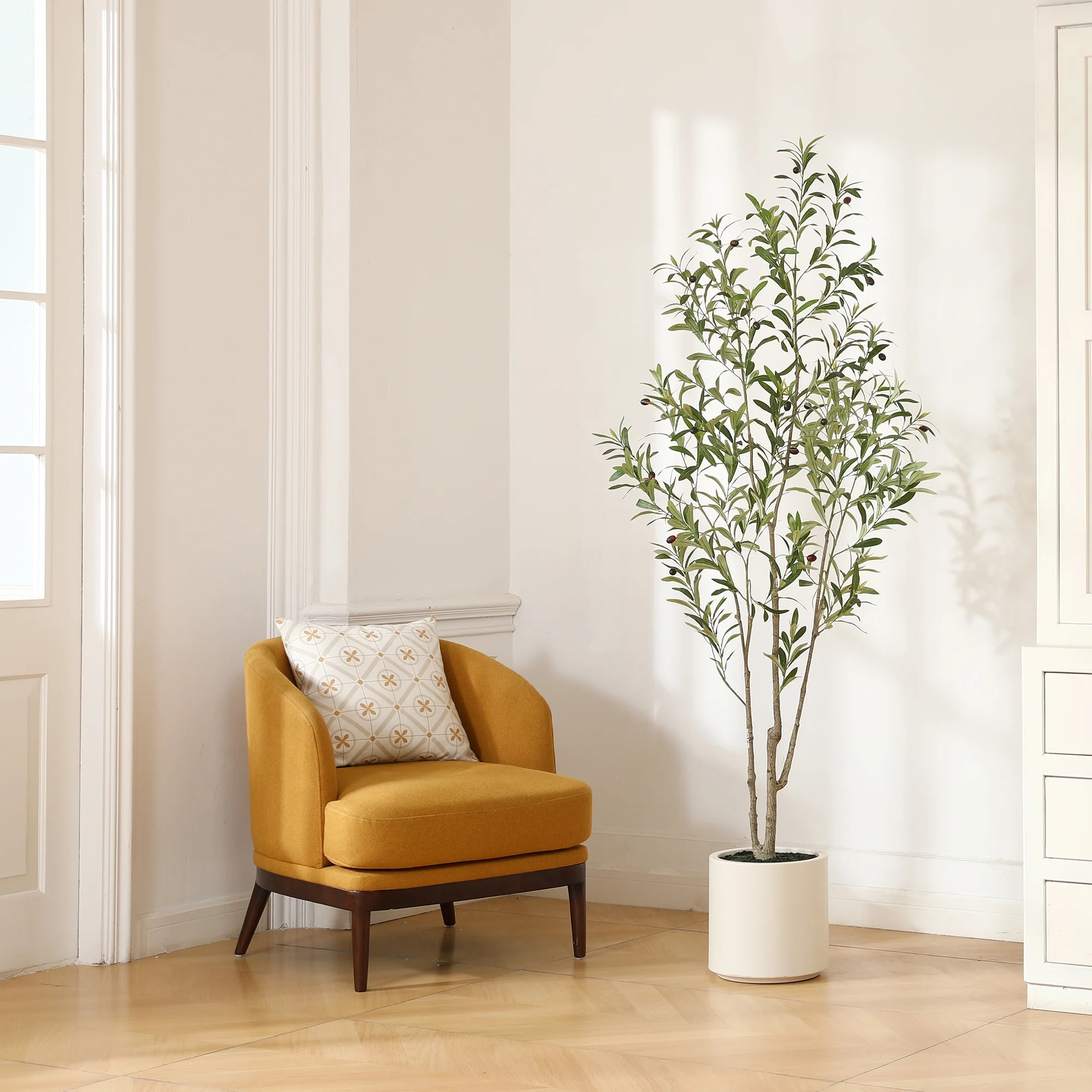 6FT  Large Artificial Olive Tree Plant in White Planter. 10 lb. DR.Planzen | Walmart (US)