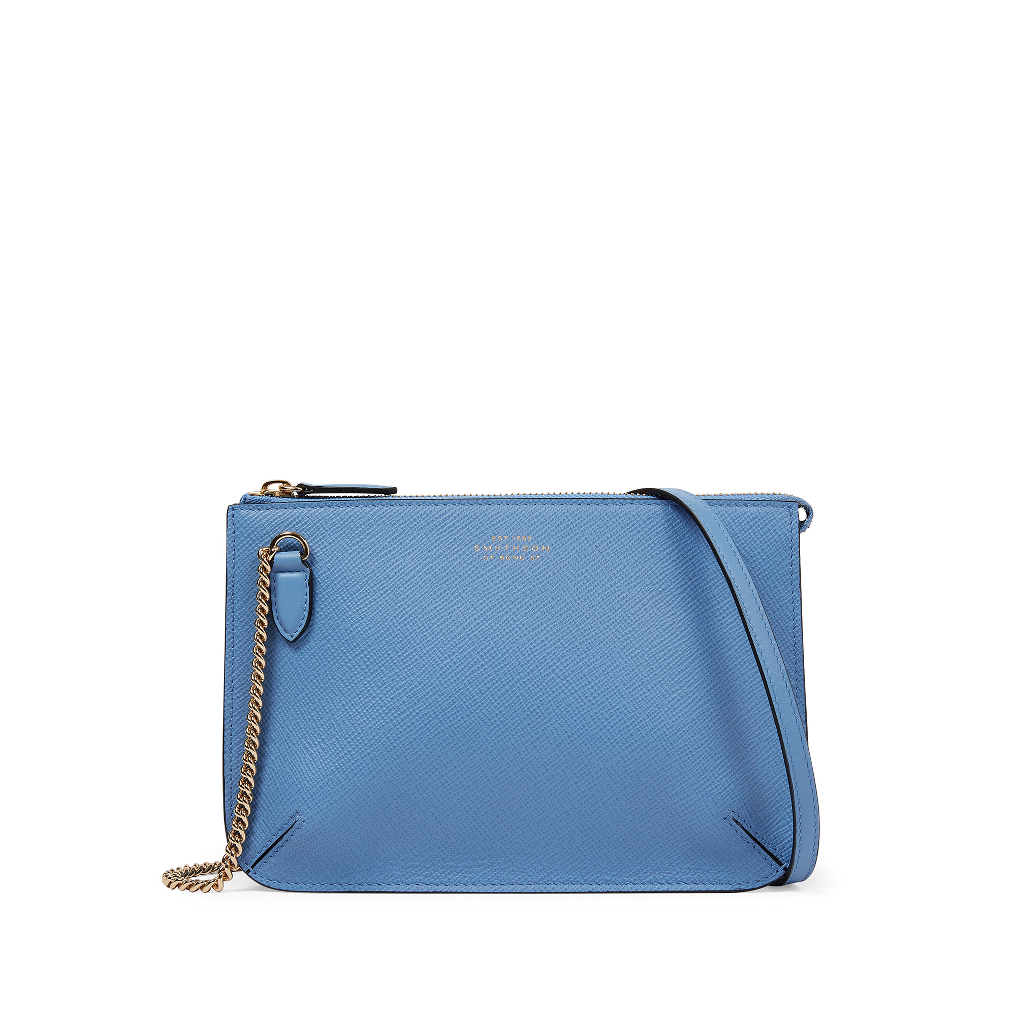 Double Pouch Crossbody Bag in Panama in nile blue | Smythson | Smythson