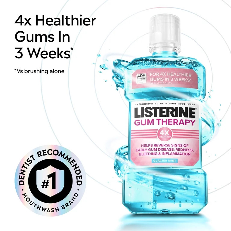 Listerine Gum Therapy Anti-Gingivitis Mouthwash Oral Care, Glacier Mint, 1 L | Walmart (US)