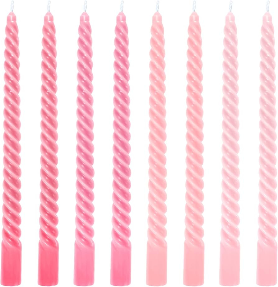 Whaline 8Pcs 10 Inch Valentine's Day Gradient Pink Spiral Taper Candles Dripless Twisted Wax Cand... | Amazon (US)