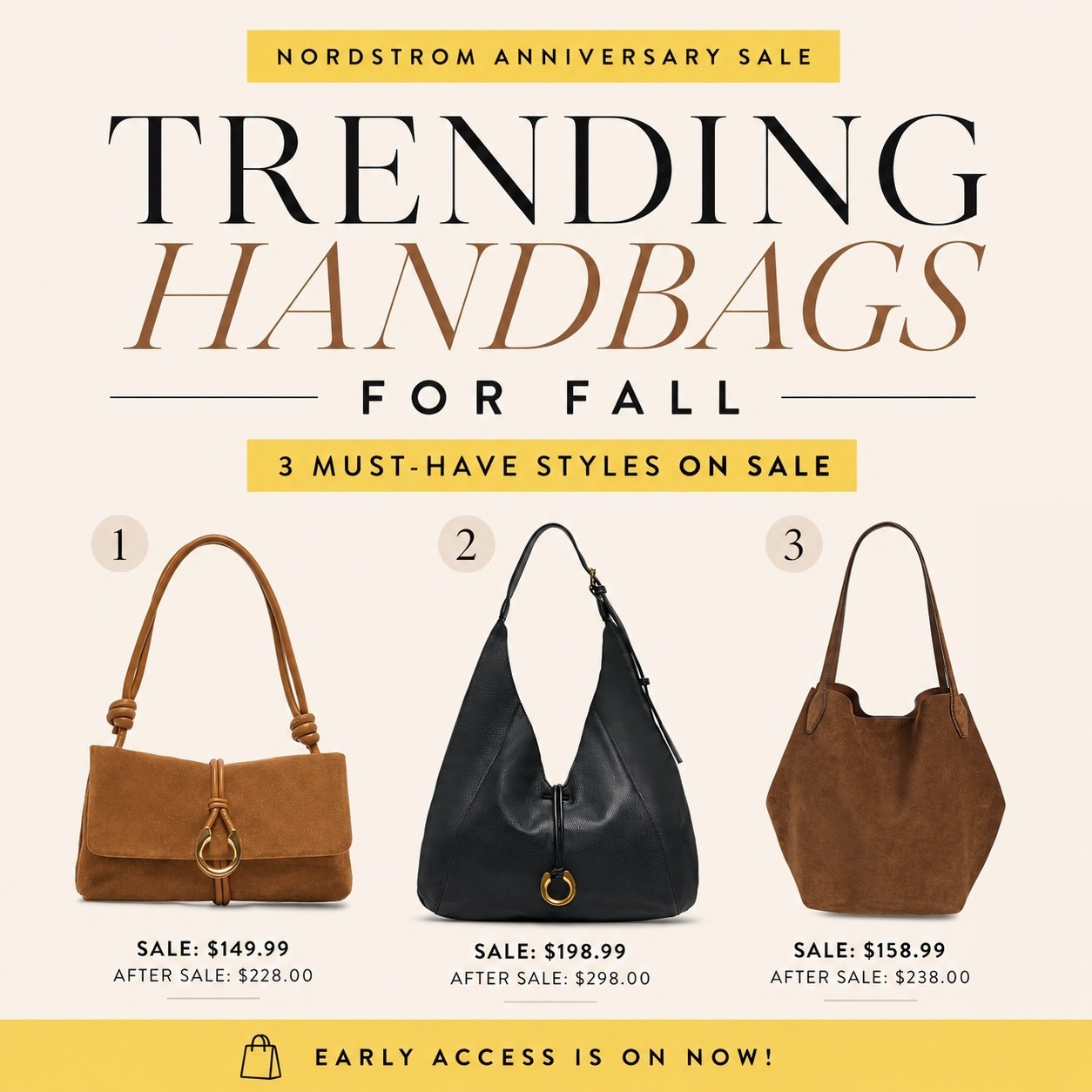 These are my top picks for handbags this year! 

Nsale, Nordstrom anniversary sale, fall accessories, fall bag

#LTKootd #LTKSaleAlert #LTKSeasonal
