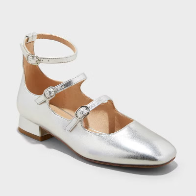 Women's Liia Strappy Mary Jane Heels - Wild Fable™ Silver 9.5 | Target
