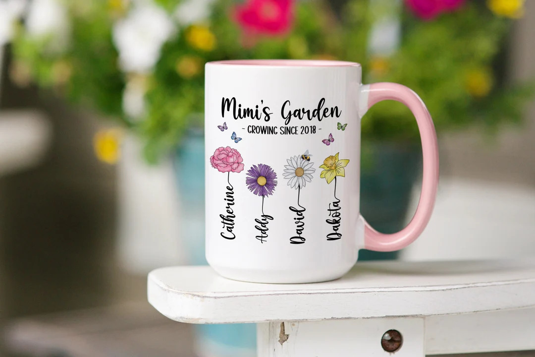 Mimis Garden Mug with Birth Month Flowers and Children's Names, Gifts for Mimi, Grandmas Garden, ... | Etsy (US)