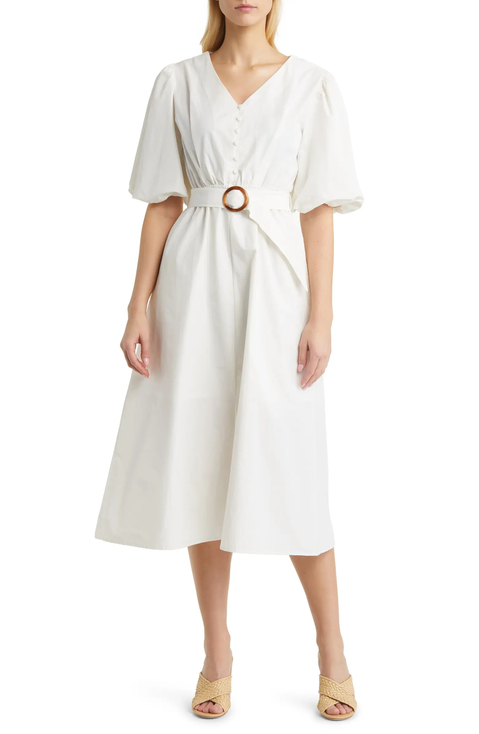 Balloon Sleeve Midi Dress | Nordstrom