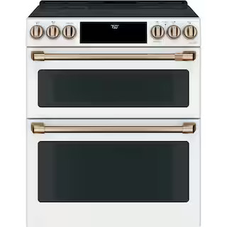 Cafe 30 in. 6.7 cu. ft. Smart Slide-In Electric Range in Matte White with True Convection, Air Fr... | The Home Depot