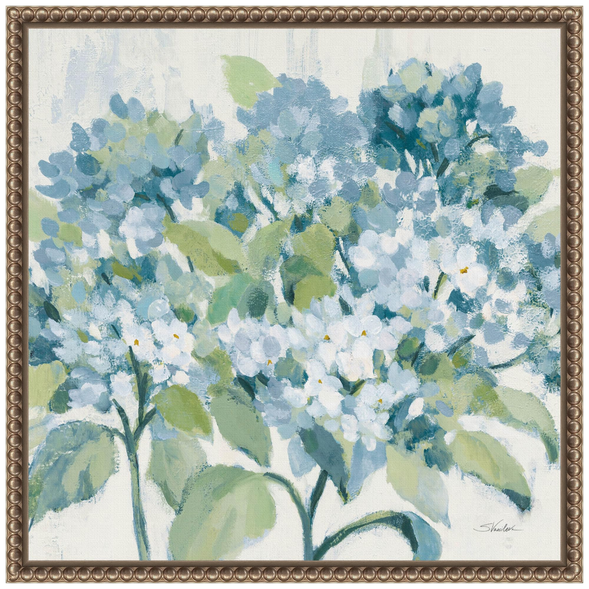 Amanti Art Framed Canvas Wall Art 16x16 Romantic Hydrangeas Blue by Silvia Vassileva, Framed Wall... | Amazon (US)