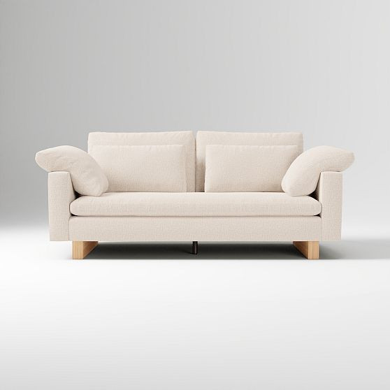 Harmony 76in Sofa Bench, Deco Weave Sand, Blonde | West Elm (US)