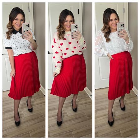 My Grace Karin skirt is on sale I have this skirt in three colors, but I love the red this time of year all the way up until Valentines Day! ❤️ I size up to a medium in these, but they have an elastic waist and are super comfy! The skirt and tops are all linked in the carousel below the video. I also linked a pair of similar heels.


#LTKsalealert #LTKstyletip #LTKSeasonal