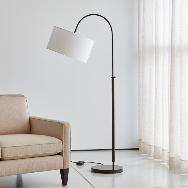 Petite Bronze Adjustable Arc Floor Lamp | Crate & Barrel