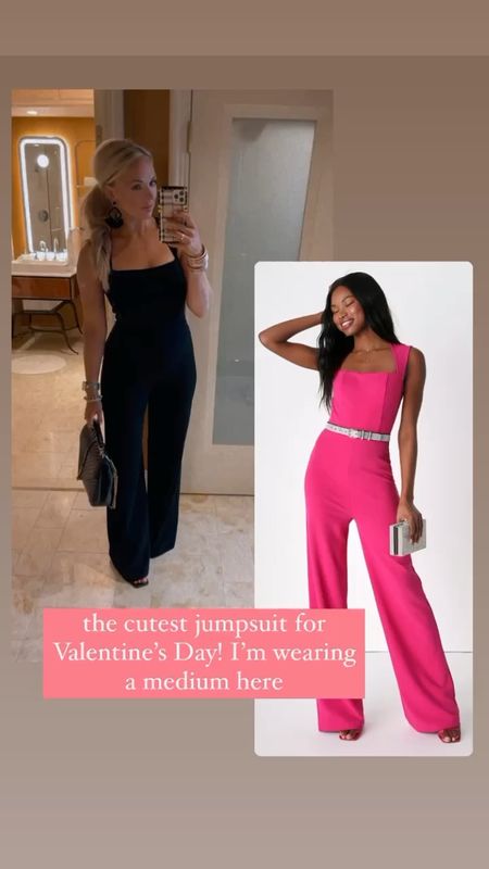 The most perfect black jumpsuit! I’m wearing a medium. Pink would be perfect for Valentine’s Day! 

#LTKunder100 #LTKstyletip #LTKFind