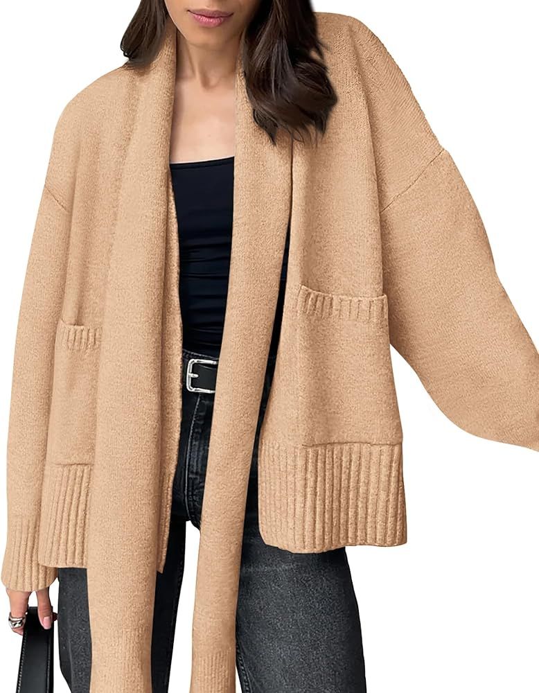 PRETTYGARDEN Women's Fall Fashion Knit Cardigan Sweaters Long Sleeve V Neck Open Front Sweater Ja... | Amazon (US)