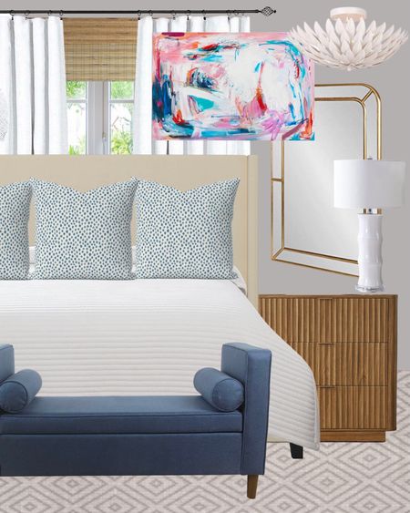 Bedroom Inspo ✨ love the colors in this mix! 

Bedroom Inspo, Amazon, Amazon home, Amazon, Amazon home, Amazon must haves, modern bedroom, traditional bedroom,  bedroom, guest room, primary room, upholstered bed, print pillows, throw pillows, accent pillows, bench seating, accent chair, nightstand, round mirror, table lamp, abstract art, neutral art, accessories, budget friendly decor, look for less #amazon #amazonhome



#LTKhome #LTKstyletip #LTKsalealert