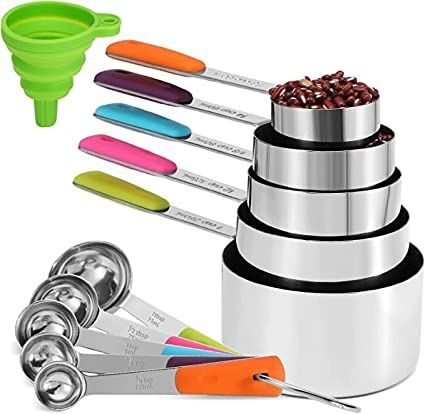 11Pcs Stainless Steel Measuring Cups and Spoons Set, Stackable Metal Measure Cup, Widely Used Kit... | Amazon (US)