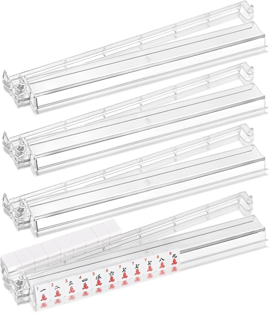 Mahjong Racks with Pushers, 4PCS Set Clear Acrylic mah Jong All-in-One Tile Rack & Pusher,Modern ... | Amazon (US)
